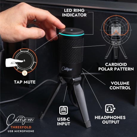 Blackstar CO-TFUSBMIC-WT Carry-On Threefold Katlanabilir USB Condenser Mikrofon (Beyaz)<br>Fotoğraf: 2/6