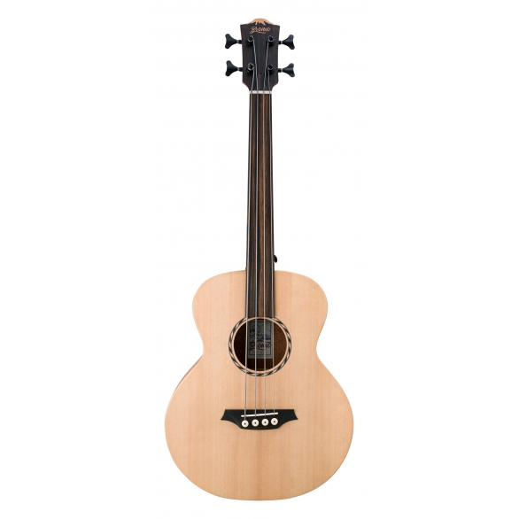 Bromo BAT8EFL Tahoma Series Mini Jumbo Fretless Elektro Akustik Bas Gitar (Natural), Fotoğraf: 1/9