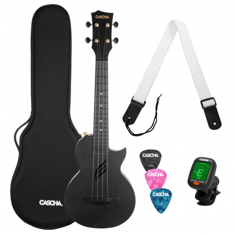 Cascha Carbon Fibre Concert Ukulele Set (Siyah)<br>Fotoğraf: 1/7