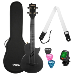 Cascha Carbon Fibre Concert Ukulele Set (Siyah)