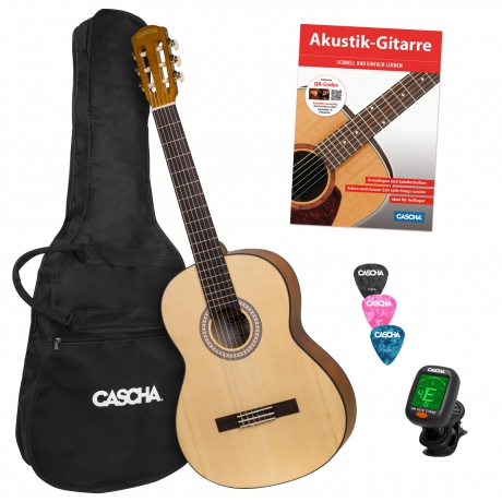 Cascha Student Series 4/4 Klasik Gitar Seti (Türkçe Metod, Taşıma Çantası, 3 Pena, Tuner)<br>Fotoğraf: 1/10