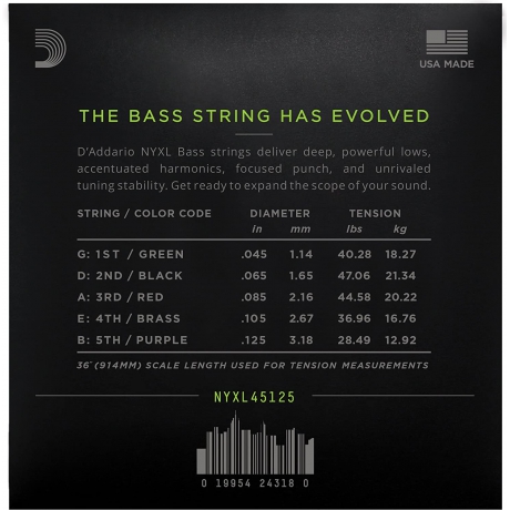 D'addario Bass Nyxl Long 5 Telli Bas Gitar Teli (45-125)<br>Fotoğraf: 2/2