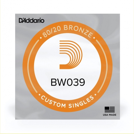 D'addario BW039 80/20 Bronze Wound Tek Akustik Gitar Teli (.039)<br>Fotoğraf: 1/1