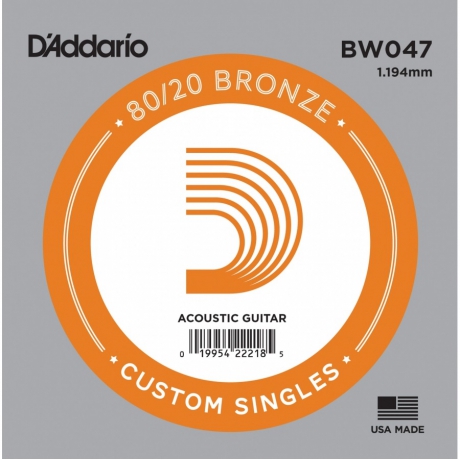 D'addario BW047 80/20 Bronze Wound Akustik Gitar Teli (.47)<br>Fotoğraf: 1/1