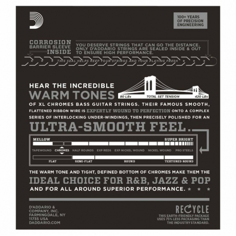 D'Addario ECB80 Chromes Bas Gitar Teli (40-95)<br>Fotoğraf: 3/3