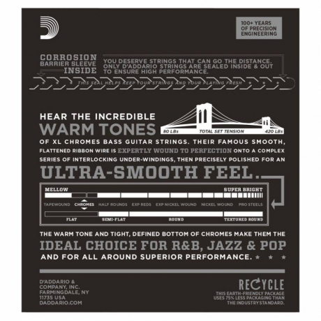 D'Addario ECB81-5 Chromes 5 Telli Bas Gitar Teli (45-132)<br>Fotoğraf: 3/3