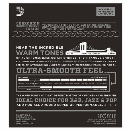 D'Addario ECB81 Chromes Bas Gitar Teli (45-100)<br>Fotoğraf: 3/3