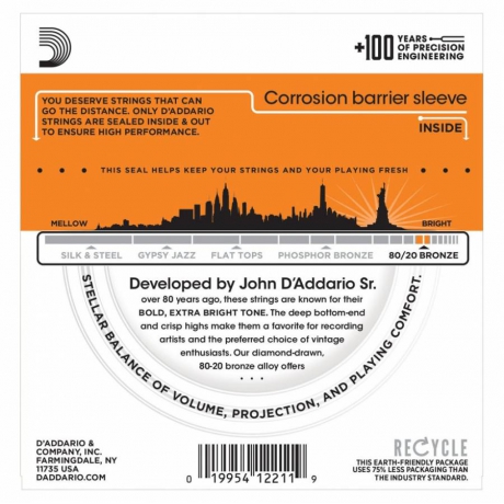 D'Addario EJ10 80/20 Bronze Akustik Gitar Teli (10-47)<br>Fotoğraf: 3/3