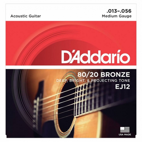 D'Addario EJ12 80/20 Bronze Akustik Gitar Teli (13-56)<br>Fotoğraf: 1/3