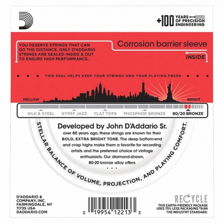 D'Addario EJ12 80/20 Bronze Akustik Gitar Teli (13-56)<br>Fotoğraf: 3/3