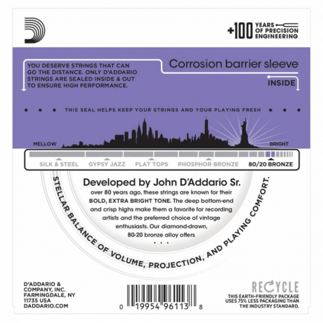 D'Addario EJ13 80/20 Bronze Akustik Gitar Teli (11-52)<br>Fotoğraf: 3/3