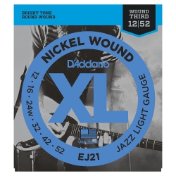 D'Addario EJ21 Nickel Wound Jazz Light Elektro Gitar Teli (12-52)