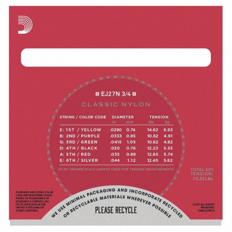 D'Addario EJ27N 3/4 Normal Tension Klasik Gitar Teli<br>Fotoğraf: 2/3