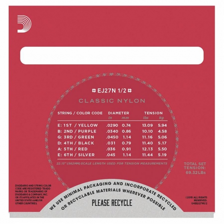 D'Addario EJ27N Normal Tension Klasik Gitar Teli ( 1/2 Boyut )<br>Fotoğraf: 2/3