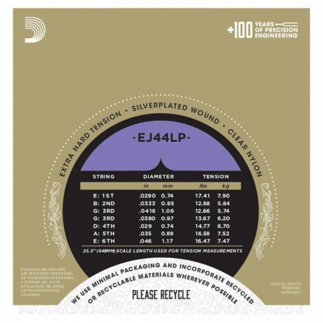 D'Addario EJ44LP Pro-Arte Polished Extra Hard Tansiyon Klasik Gitar Teli<br>Fotoğraf: 2/3