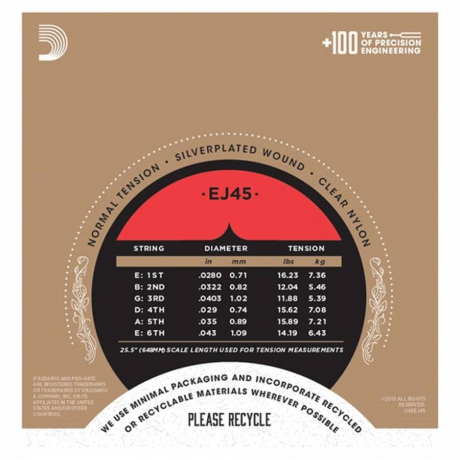 D'Addario EJ45 Pro-Arte Normal Tension Klasik Gitar Teli<br>Fotoğraf: 2/3
