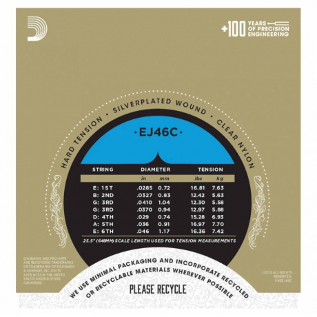 D'Addario EJ46C Pro-Arte Composite Hard Tension Klasik Gitar Teli<br>Fotoğraf: 2/3