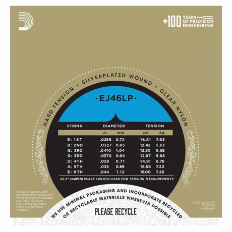 D'Addario EJ46LP Pro-Arte Polished Hard Tension Klasik Gitar Teli<br>Fotoğraf: 2/3
