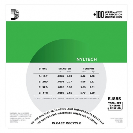 D'Addario EJ88S Nyltech Soprano Ukulele Teli<br>Fotoğraf: 2/3