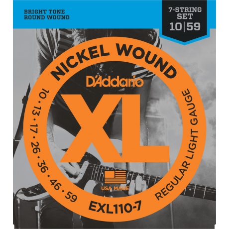 D'addario EXL110-7 Nickel Wound Set 7 Telli Elektro Gitar Teli (10-59)<br>Fotoğraf: 1/1