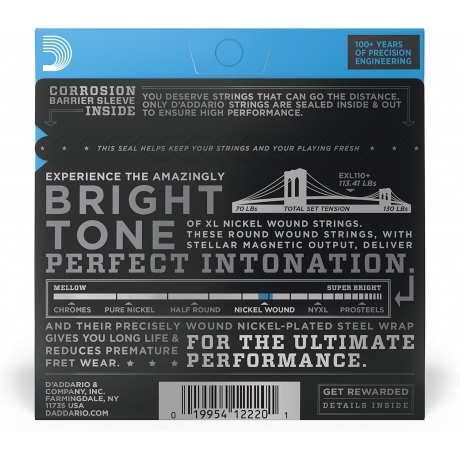 D'Addario EXL110+ Nickel Wound Regular Light Plus Elektro Gitar Teli (10.5-48)<br>Fotoğraf: 2/2