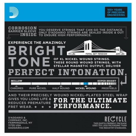 D'Addario EXL120-8 8 Telli Elektro Gitar Teli (9-65)<br>Fotoğraf: 2/2