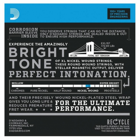 D'Addario EXL157 Baritone Elektro Gitar Teli (14-68)<br>Fotoğraf: 2/2