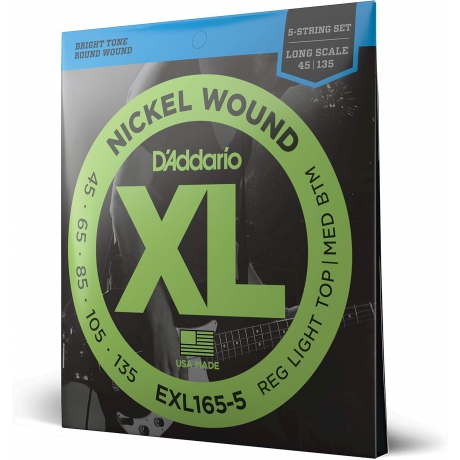D'Addario EXL165-5 Nickel Wound Long  Scale Telli Bas Gitar Teli