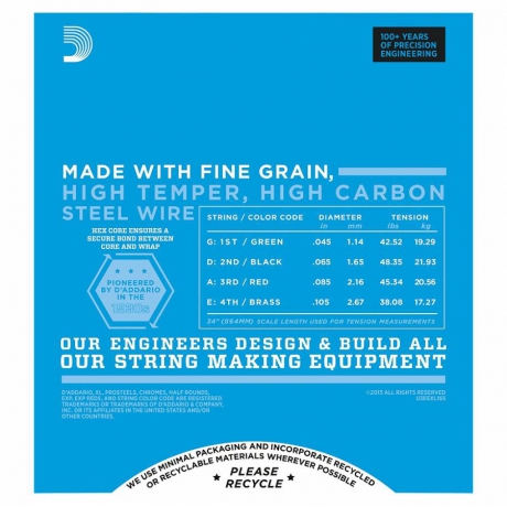 D'Addario EXL165 Long Scale Bas Gitar Teli (45-105)<br>Fotoğraf: 2/2