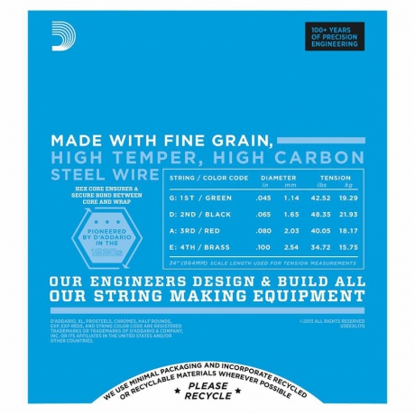 D'Addario EXL170 Long Scale Bas Gitar Teli (45-100)<br>Fotoğraf: 2/2