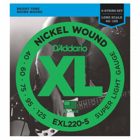 D'Addario EXL220-5 Long Scale 5 Telli Bas Gitar Teli (40-125)<br>Fotoğraf: 1/2