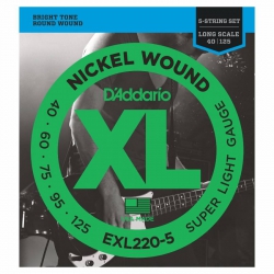 D'Addario EXL220-5 Long Scale 5 Telli Bas Gitar Teli (40-125)