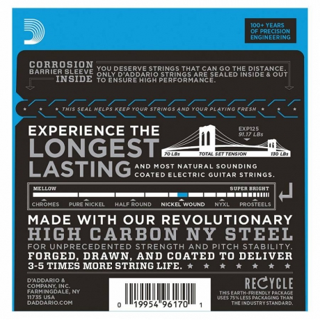 D'Addario EXP125 Super Light Top / Regular Bottom Elektro Gitar Teli (9-46)<br>Fotoğraf: 2/3