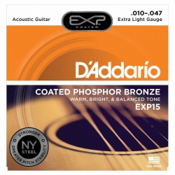 D'Addario EXP15 Coated Phosphor Bronze Akustik Gitar Teli (10-47)