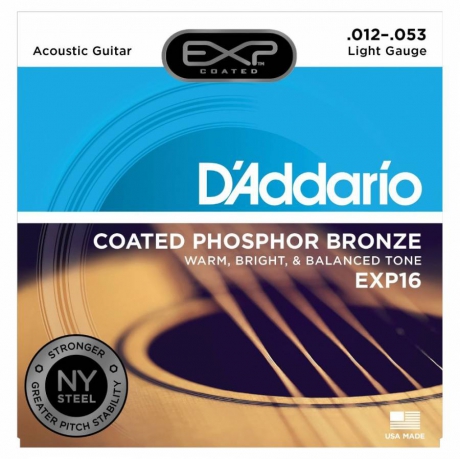 D'Addario EXP16 Coated Phosphor Bronze Akustik Gitar Teli (12-53)<br>Fotoğraf: 1/3