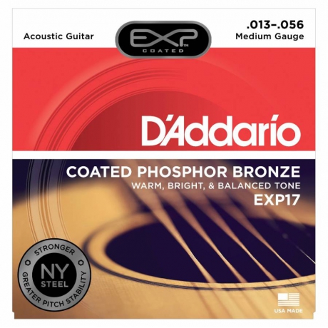 D'Addario EXP17 Coated Phosphor Bronze Akustik Gitar Teli (13-56)<br>Fotoğraf: 1/3
