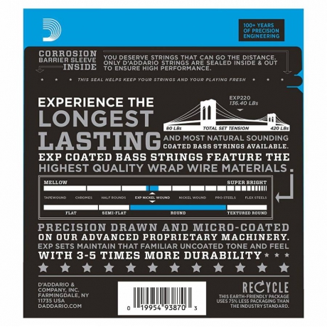 D'Addario EXP220 Long Scale Bas Gitar Teli (40-95)<br>Fotoğraf: 2/3