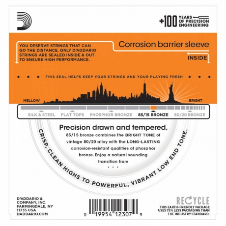 D'Addario EZ900 85/15 Bronze Akustik Gitar Teli (10-50)<br>Fotoğraf: 2/3