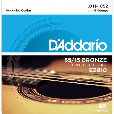 D'Addario EZ910 Bronze Light Set Akustik Gitar Teli (11-52)<br>Fotoğraf: 1/1