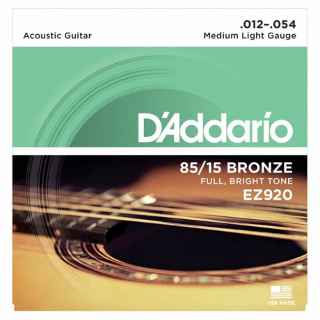D'Addario EZ920 85/15 Bronze Akustik Gitar Teli (12-54)<br>Fotoğraf: 1/3