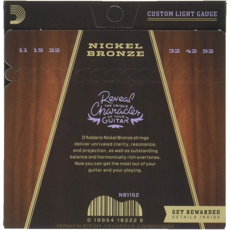 D'Addario NB1152 Nikel Bronz Akustik Gitar Teli (11-52)<br>Fotoğraf: 2/2