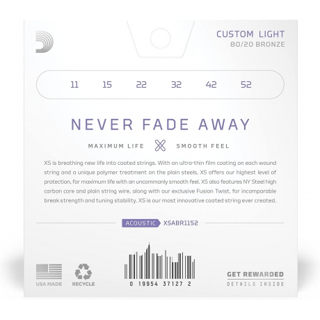 D'Addario XS 80/20 Coated Bronz Akustik Gitar Teli (11-52)<br>Fotoğraf: 2/2