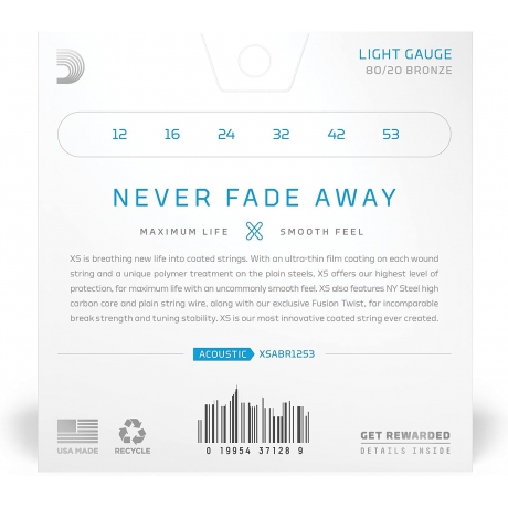 D'Addario XS 80/20 Coated Bronz Akustik Gitar Teli (12-53)<br>Fotoğraf: 2/2