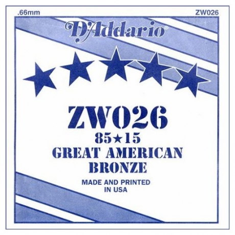 D'Addario ZW026 Tek Akustik Gitar Teli (26)<br>Fotoğraf: 1/1