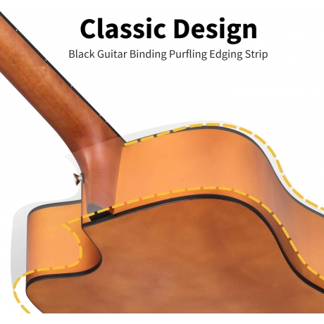 Donner DAD-140C Dreadnought Akustik Gitar Paketi (Natural)<br>Fotoğraf: 6/7