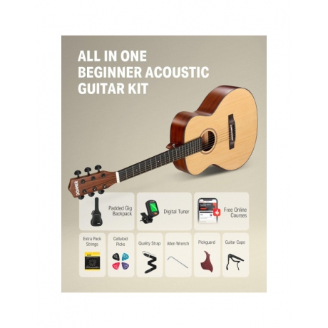 Donner DAG-1 Akustik Gitar Seti (Natural)<br>Fotoğraf: 3/3