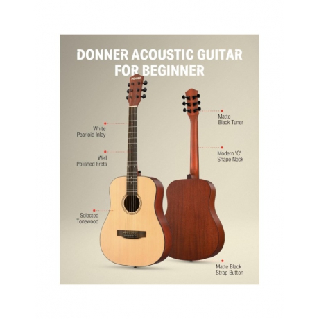 Donner DAG-1 Akustik Gitar Seti (Natural)<br>Fotoğraf: 2/3