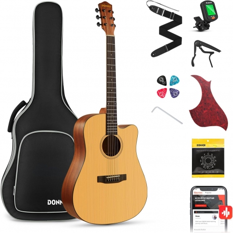 Donner DAG-1C Cutaway Akustik Gitar Seti (Natural)