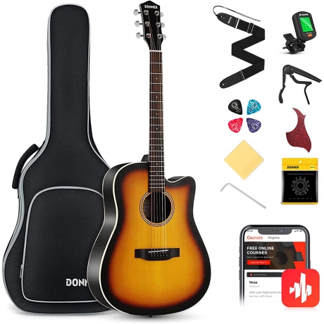 Donner DAG-1CS (EC1020) Cutaway Akustik Gitar Paketi (Sunburst)<br>Fotoğraf: 1/6