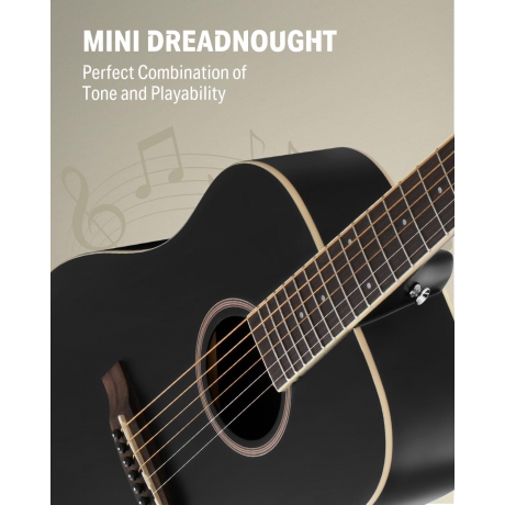 Donner DAT-110D Dreadnought Travel Akustik Gitar Seti (Siyah)<br>Fotoğraf: 2/5
